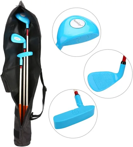 Vista 2 de Juego de palos de golf para niños, juego de golf KONDAY Kids, incluye unidad, plancha, putter, bolsa de transporte y pelotas suaves para mano derecha