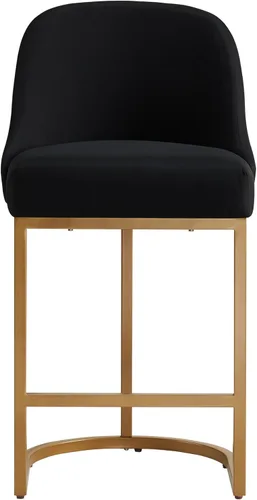 Vista 26 de Leick Home 214536 Barrelback Silla de comedor con base de metal, juego de 2, para comedor, asiento moderno de lino negro y base de metal dorado