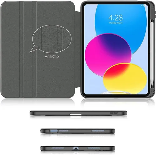 Vista 4 de Funda protectora personalizada con soporte giratorio de 360 grados, con parte trasera transparente y reposo inteligente, soporte para lápices