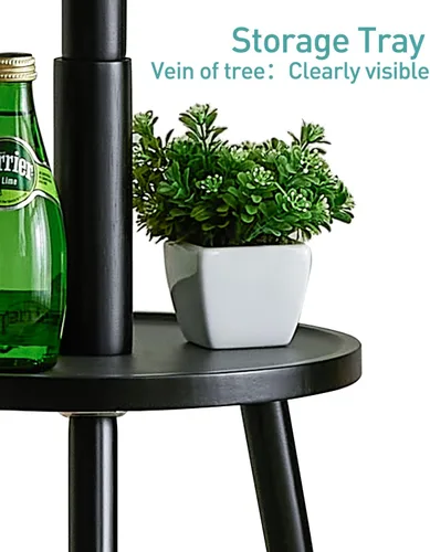 Vista 7 de Perchero de madera independiente con estante, árbol de abrigo de cactus de bambú, árbol de abrigo para ropa, bolsa/sombreros, soporte para entrada
