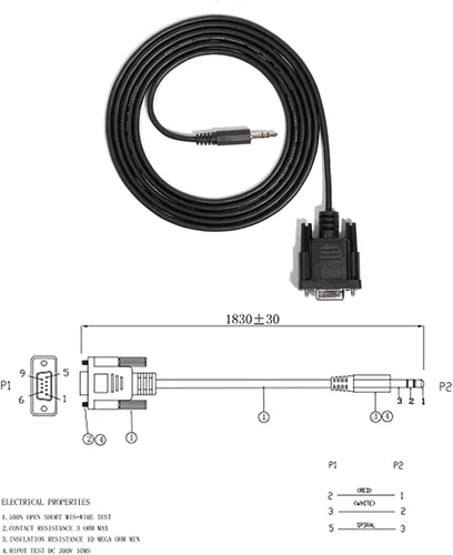 Vista 5 de Cable serie DB9Pin hembra a DC3.0.197 in - 6 pies negro