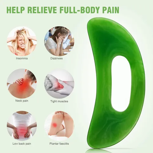 Vista 4 de 2 herramientas grandes de masaje Gua Sha, herramienta de raspado de resina Guasha, raspador de drenaje linfático de mano multifuncional, masajeador
