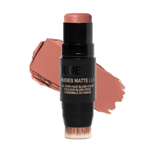 Vista 12 de Nudestix Nudies Matte Lux – 3-in-1 Soft-Matte Blush Stick for Cheeks, Eyes & Lips with Built-In Brush Cream-to-Powder Finish with Blurring Effect