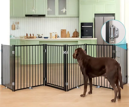 Vista 8 de No Pawblems - Puerta independiente para perros, valla plegable de 30 pulgadas de alto para interiores, extensión de puerta extra ancha para Blanco