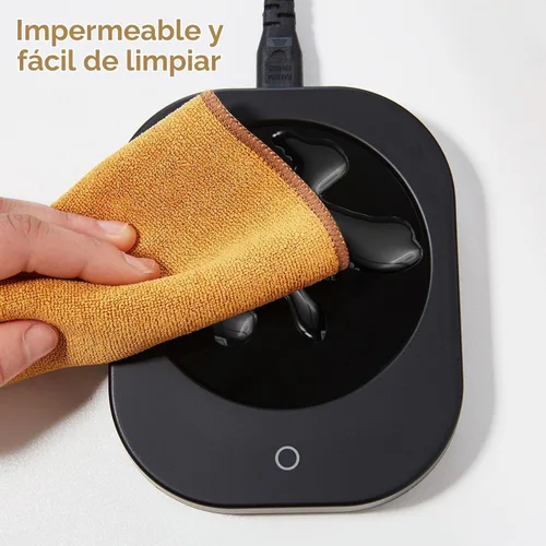 Vista 4 de Calentador de tazas con apagado automático de 4 horas, 3 ajustes de temperatura, calentador eléctrico rectangular negro esmerilado, panel de vidrio