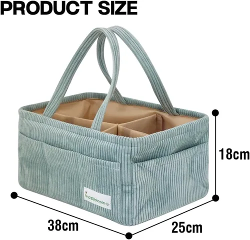 Vista 4 de Buzz&Bloom Organizador de pañales para bebé, elegante cesta de almacenamiento para artículos esenciales para recién nacidos y estación de pañales