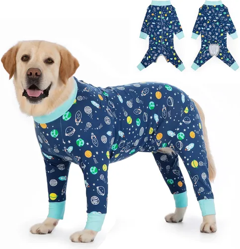 Vista 14 de Traje de recuperación para perros grandes y medianos después de la cirugía, mameluco antilameduras suave y transpirable para perros, alternativa al