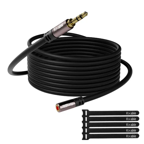 Vista 8 de Cable de extensión de 3.5 mm 1.2 m (paquete de 2), cable de audio auxiliar estéreo de macho a hembra, cable de extensión de auriculares, sonido