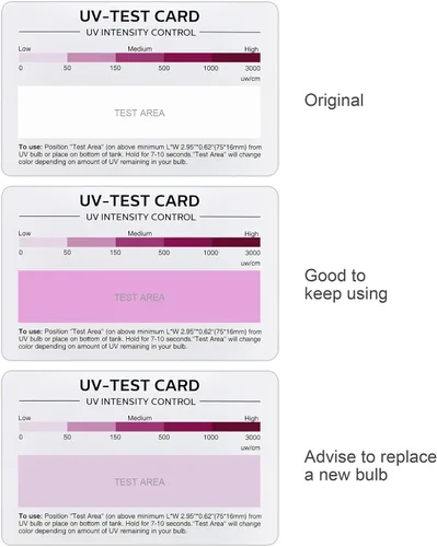 Vista 7 de LIKZINWA Tarjeta de sensor UVB, paquete de 2 tarjetas de prueba de lámpara de reptil, sensor UV, lámpara fluorescente UVB para reptiles