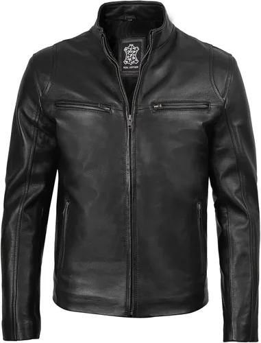 Vista 3 de Blingsoul Real Lambskin Leather Jacket Men - Chaquetas de cuero para Hombres