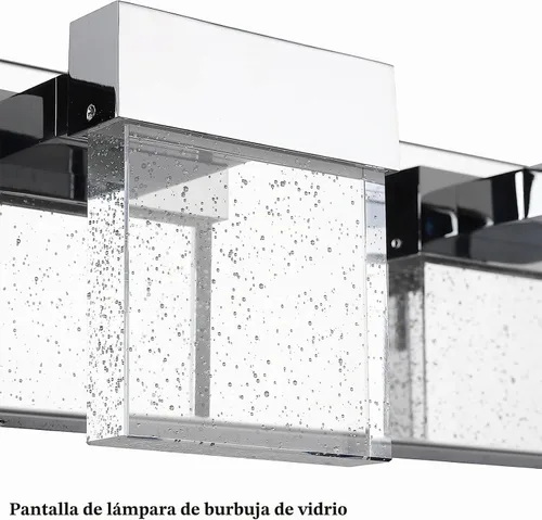 Vista 6 de Luces de tocador de burbujas, 3 luces cromadas modernas de cristal para baño, 6000 K