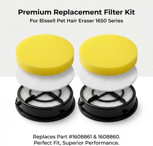Vista 2 de Paquete de 2 filtros 16871 16881 para borrador de pelo de mascotas Bissell Febreze, repuesto para aspiradoras verticales, modelo 1650 Series, 1650A