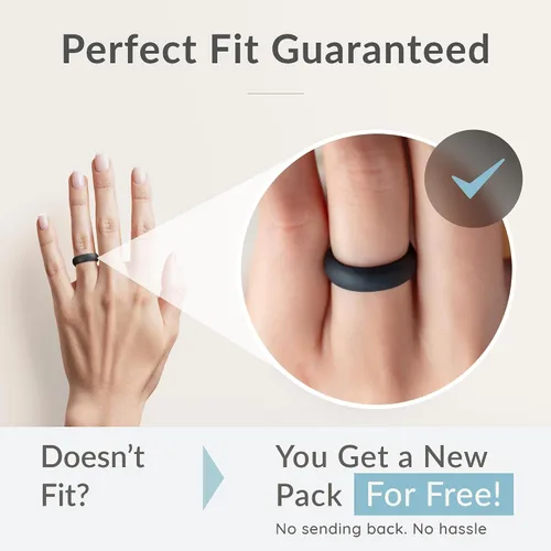 Vista 2 de ThunderFit - Anillos de compromiso de silicona para mujer, 5.5 cm de ancho, 2 mm de grosor, bandas de goma de boda, paquete múltiple de variedad 1-12