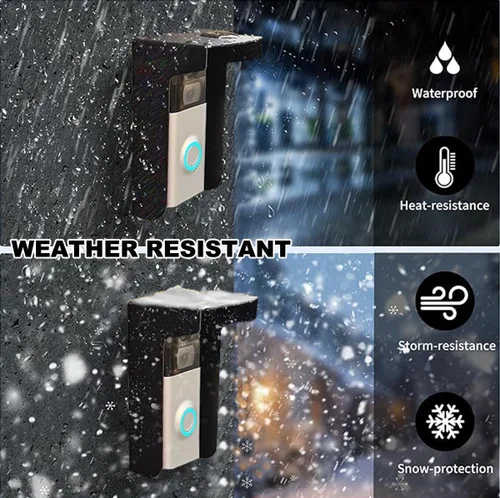 Vista 7 de Funda para timbre de puerta, cubierta de acero resistente a la intemperie, con protección solar antirreflejos, compatible con parpadeo/Ring