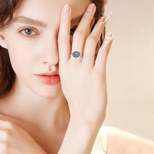 Vista 2 de YAFEINI Anillo de nudo de bruja de plata de ley con nudo de bruja celta, regalo de joyería para mujeres
