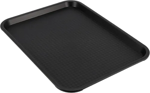 Vista 3 de Paquete de 10 bandejas de plástico negro para comida rápida, bandejas de plástico para cafeterías de 14 x 10 pulgadas con superficie texturizada
