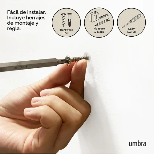 Vista 6 de Umbra - Perchero abatible, ganchos retráctiles para montaje en pared Blanco/Níquel
