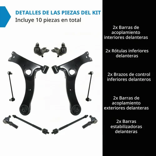 Vista 2 de TRQ Kit de dirección delantera y suspensión barra estabilizadora de brazo