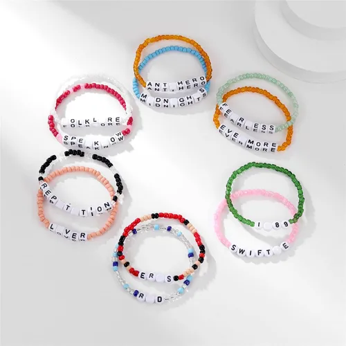 Vista 6 de AIMADE Taylor Album Inspired - Juego de pulseras bohemias en capas, pulseras de amistad, regalos de joyería para mujeres y niñas