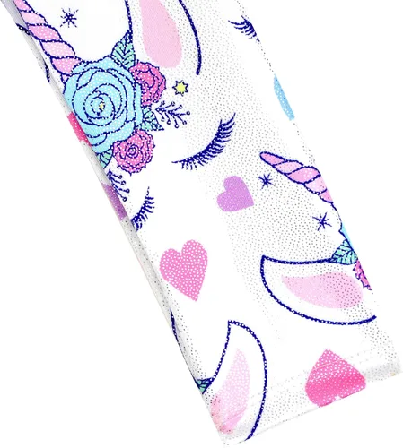 Vista 14 de HOZIY - Leotardos de manga larga para niñas, de gimnasia, para niños pequeños, trajes florales de unicornio, galaxia, arco iris, patrón de rayas
