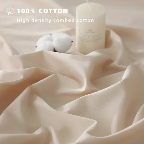 Vista 3 de Sábanas 100% algodón tamaño matrimonial, con bolsillo profundo para colchones de 18 a 24 pulgadas, juego de sábanas de lujo suaves y transpirables