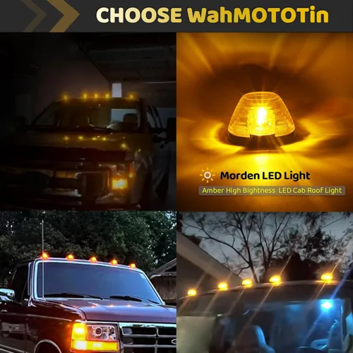Vista 2 de Luces LED de Techo de Cabina Ámbar, Luces de Marcador de Holgura Superior, Compatibles con Super Duty F150 F250 F350 F450 F550 de 1999-2016, E150