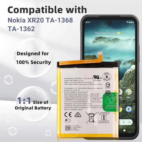 Vista 2 de LPN387450 - Batería de repuesto para Nokia XR20 TA-1368 TA-1362 con kit de herramientas técnicas.