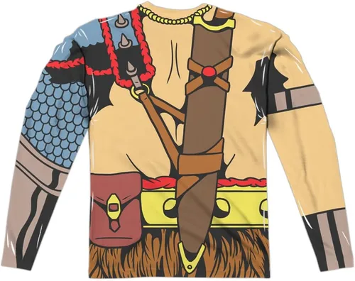 Vista 3 de Popfunk Disfraz clásico de Calabozos y Dragones Unisex Adulto Manga Larga Costum Camiseta de Halloween (delanteratrasera)