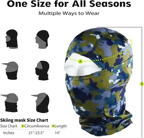 Vista 3 de Pasamontañas de camuflaje para hombres y mujeres, máscara Shiesty con protector UV para militares, táctica, ciclismo, caza, snowboard