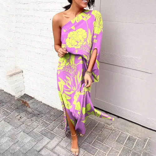 Vista 2 de Vestido corto fruncido con estampado floral para mujer, manga de mariposa, dobladillo asimétrico, manga corta, vestido midi de manga corta