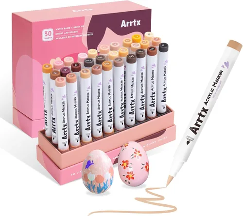 Vista 13 de Arrtx Marcadores de pintura acrílica, paquete de 10 puntas extra de cepillo blanco metálico para roca, tela, madera, vidrio, lienzo, cerámica, 4