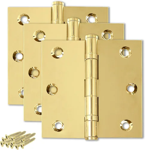 Vista 18 de Solid Brass Door Hinge Heavy Duty Ball Bearing 3.5 x 3.5 Inch - Set of 2 Hinges (Antique Brass)