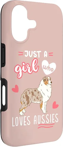 Vista 3 de Just A Girl Who Loves Aussies - Carcasa para iPhone 17, diseño de pastor australiano, color rojo