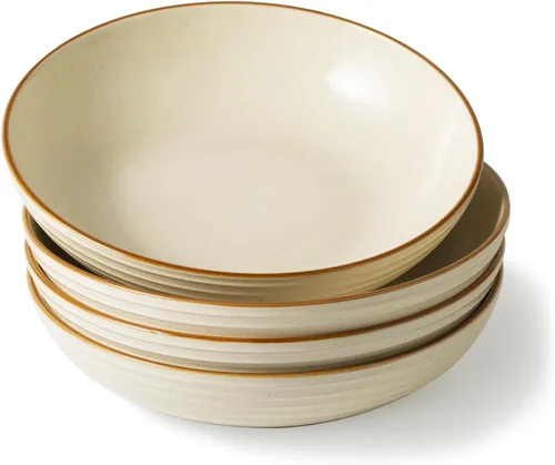 Vista 15 de famiware Tempus - Juego de 4 cuencos para pasta de 8.6'', cuencos de 40 oz para cocina, cuencos hondos de gres para servir, aptos para lavavajillas
