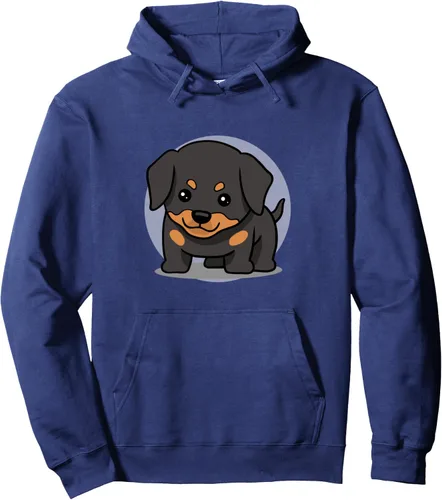 Vista 6 de Bonita sudadera con capucha Kawaii Rottweiler Chibi para amantes de los perros