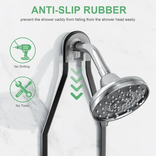 Vista 4 de Organizador de ducha colgante, organizador de ducha antioxidante, organizador de ducha de 2 niveles para colgar en el baño, antideslizante