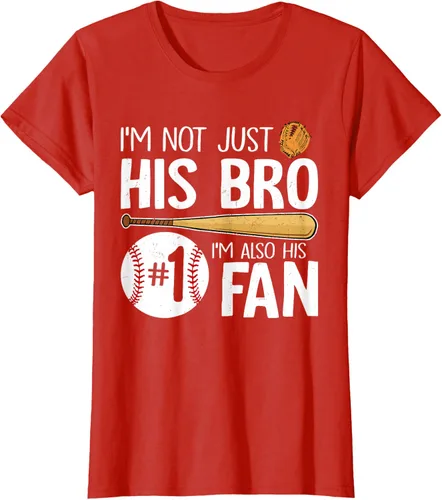 Vista 85 de Camiseta Baseball Brother I'm Not Just His Bro I'm His Number One Fan, Negro