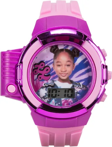 Vista 10 de That Girl Lay Lay - Reloj LCD con linterna para niños, diseño rosa y morado, pantalla digital, función iluminada, correa ajustable, construcción