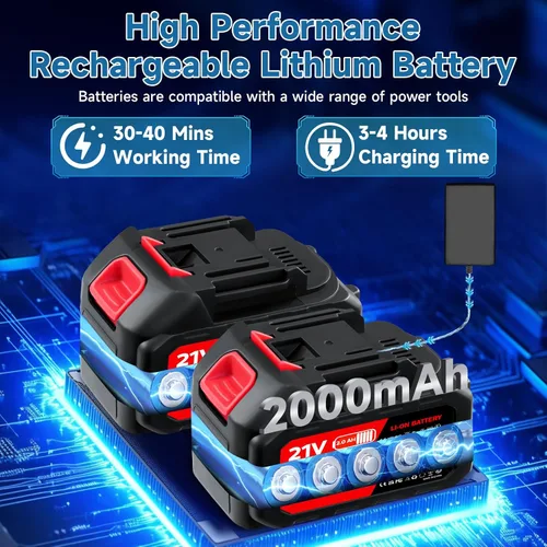 Vista 3 de Lavadora eléctrica de batería portátil de 1500 W, lavadora a presión eléctrica de 60 bar/870 PSI, pistola de lavado de coche de alta presión de mano