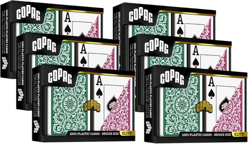 Vista 8 de Copag 1546 Diseño 100% Plástico Cartas de Juego, Tamaño Bridge (Estrecho) Verde/Burdeos (Índice Jumbo, 1 Juego)