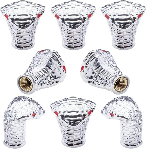 Vista 61 de 4 piezas de tapas de válvula de neumático estilo Cobra, forma de cabeza de serpiente, tapas universales de válvula de neumático con núcleo de cobre