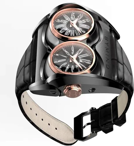 Vista 2 de Reloj de doble hora, reloj de carreras para hombre, reloj casual de cuarzo de muñeca, con caja de acero inoxidable, regalo para hombres de negocios
