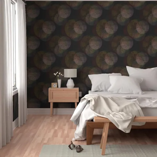Vista 5 de Spoonflower Abstract Circles Pre-Pasted Removable Wallpaper Sample 12" x 24" Dark Red Planets Water-activated, simple to install and removable