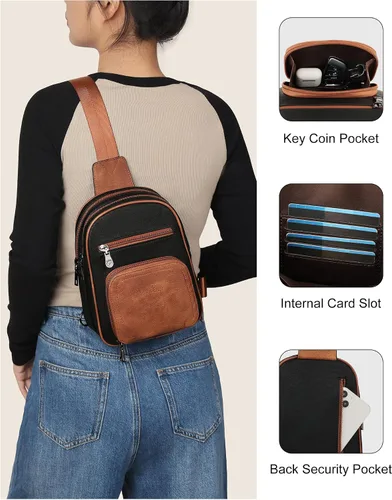 Vista 8 de FADEON Bolsos bandolera y mochila para mujer, colección marrón