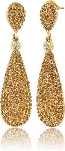 Vista 2 de Moonstruck Joyería de disfraces Pendientes colgantes dorados con diamantes de champán para mujer