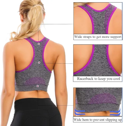 Vista 4 de TOBWIZU - Brasieres deportivos para mujer, soporte mediano, para yoga, gimnasio, ropa activa, brasier con bolsillo