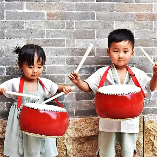 Vista 5 de Tambores Percusión Tambor Chino Tambor Mano Pandereta Taiko Bongos Regalos Musicales Instrumentos Para Niños Conjunto de Aprendizaje Sensorial Niño