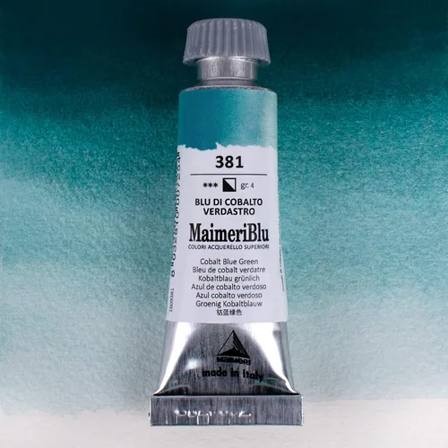 Vista 2 de Maimeri Blu Pintura de acuarela de un solo pigmento de 0.4 fl oz – Pintura de acuarela profesional PB36 azul cobalto verdoso – Tubo de pintura