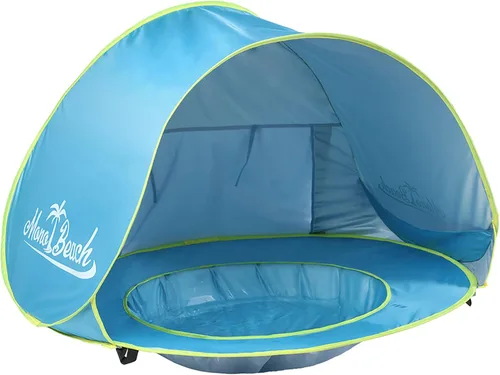 Vista 14 de Monobeach Tienda de campaña de playa para bebés con piscina: tienda de campaña desplegable con estrellas marrones para niños pequeños, refugio