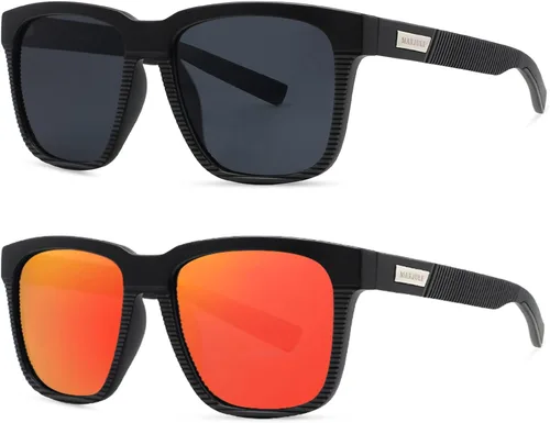 Vista 14 de MAXJULI Gafas de sol polarizadas para hombres y mujeres 8023 A1-negro/Gris